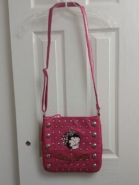 Betty‎ Boop Hot Pink Studded Crossbody Bag with Character Art